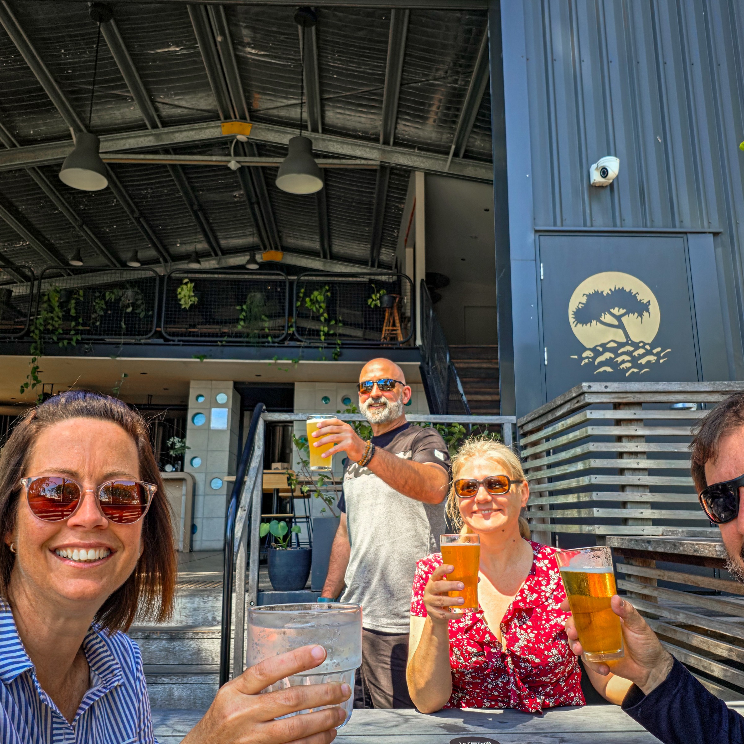 Enjoying drinks outside Boiling Pot Brewing Co