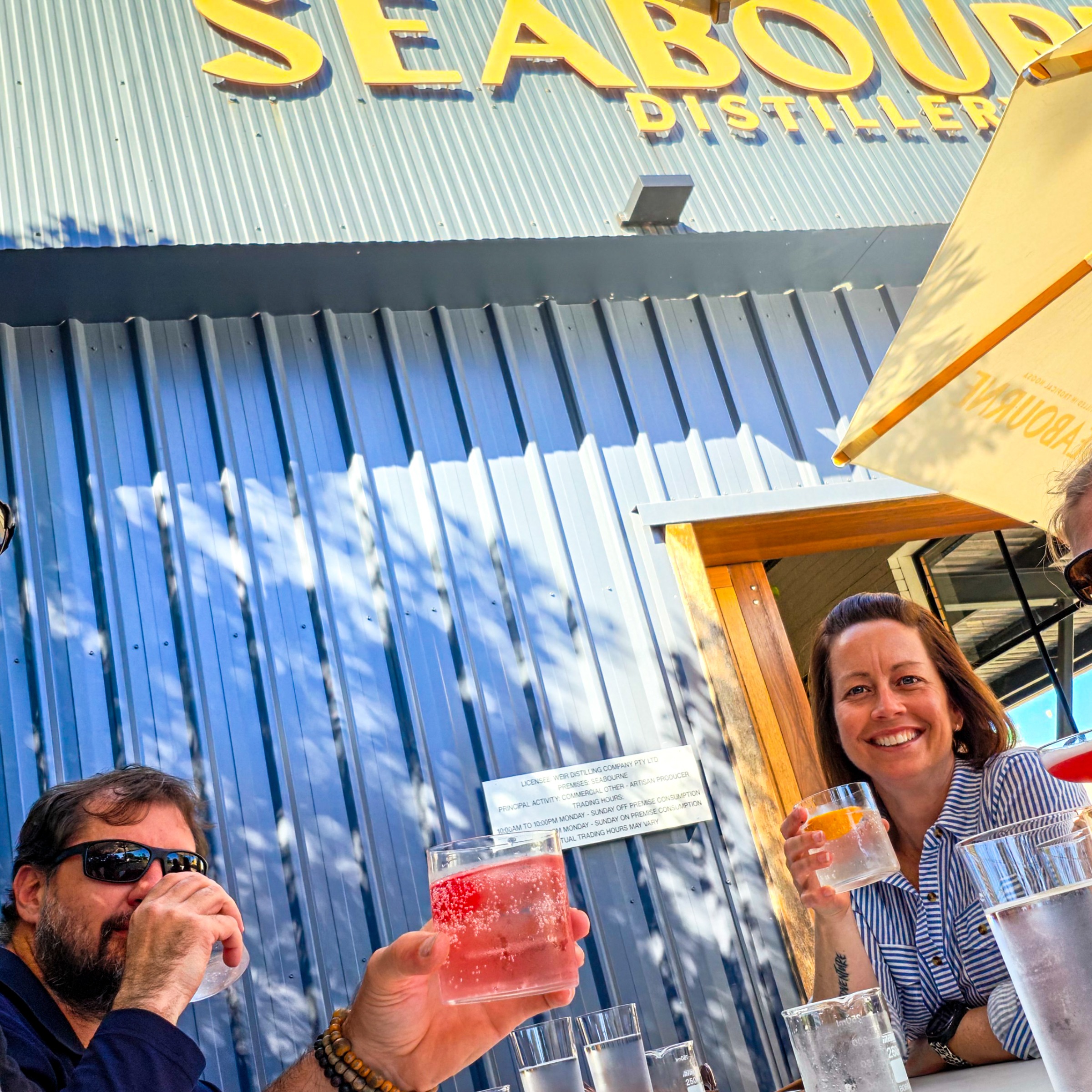 Enjoying a drink at Seabourne Distillery